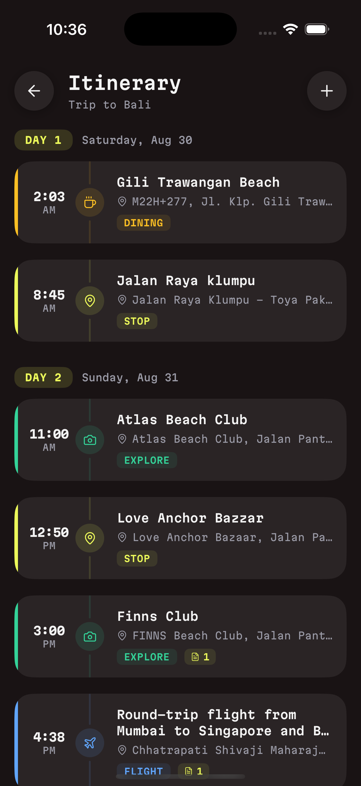 Offline app timeline screenshot